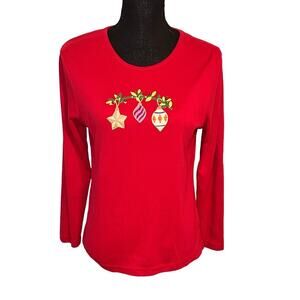 Red Christmas Ornament Blouse – Size M